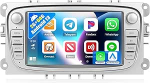 SIXWIN 2+64G Android 13 autoraadio Ford Focus MK2 Mondeo Cmax Galaxy Smax Kuga koos Carplay/Android autoga, 7-tolline puuteekraan koos GPS WiFi Bluetooth RDS FM (h&otilde;bedane)