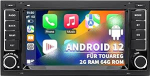 Autoradio VW Touareg Transporter T5 Multivan, Android 12 s&uuml;steem 2G + 64G, 7-tolline puuteekraan, Double DIN raadio toetab navigatsiooni Carplay Android auto Bluetooth WiFi