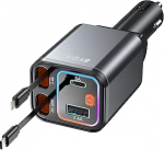 4 in 1 sisset&otilde;mmatav autolaadija, 69W USB-C kiirlaadija iPhone 16/15/14/13/12 sigaretis&uuml;&uuml;taja laadijale (Hall, C-t&uuml;&uuml;pi + Apple & RGB hingamisvalgus)