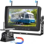 OBEST p&auml;ikesepaneeliga tagurduskaamera auto traadita 7-tollise monitoriga, 1080P DIY paigaldus tagurduskaamera veekindel IP69K, digitaalsignaali &ouml;ise n&auml;gemise tagurduskaamera auto elamu jaoks