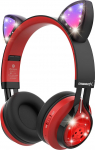 Riwbox CT-7 Bluetooth k&otilde;rvaklapid lastele, kassik&otilde;rvad, LED-valgustus, Bluetooth juhtmevabad k&otilde;rvaklapid mikrofoni ja helitugevuse reguleerimise abil reisimiseks/koolis/nutitelefonide/lauaarvuti/PC/TV jaoks (punane ja