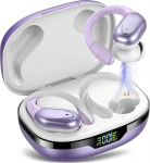 Bluetooth spordik&otilde;rvaklapid, traadita Bluetooth 5.3, 60 tundi traadita k&otilde;rvaklapid s&uuml;gava bassiga, k&otilde;rvaklapid 4 ENC selge mikrofoniga, IPX7 veekindlad k&otilde;rvaklapid k&otilde;rvakonksudega, valge lilla