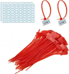 PATIKIL 8-tollised kaablisidemed, 100 kaablisideme etikettide pakett Nailonist traatm&auml;rgistusetikettide enesem&auml;rgistus plastikust lindid, mis on kirjutatav koos sildipaberiga organisatsiooni kaablite jaoks, punane