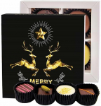 Hallingers Merry Christmas Golden Elk - Tootmine &scaron;okolaadist j&otilde;ulukingitus K&auml;sitsi valmistatud ilma alkoholita peenestatud kakao&scaron;okolaadist (karp) - kingiideed j&otilde;ulud ja kingitused advendikalender | Gl