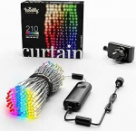 Twinkly Vorhang 210 LED RGB+Wei&szlig;, LED-Lichterkette f&uuml;r Drinnen und Drau&szlig;en, Smarte Lichter, RGB und Wei&szlig;, Kompatibel mit Alexa, Google Home, IP44, App-Steuerung, Transparentes Kabel, 1,5m x 2,1m