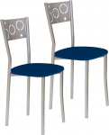 ASTIMESA SCPRAZ Two Kitchen Chairs Metal Aluminium Faux Leather Blue Altura de asiento 45 cms