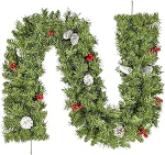 J&otilde;ulugirland 220 cm, Uten kuusepuu girland m&auml;nniokstega ja punaste marjadega j&otilde;ulukaunistus &otilde;ue, trepile, uksele, kaminale.