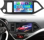 NHOPEEW 2+64G Android CarPlay Stereo KIA Picanto 2012-2016 - 9-tolline puutetundlik raadio juhtmevaba CarPlay Android autoga - WiFi GPS Mirror Link EQ RDS + tagurduskaamera ja mikrofon