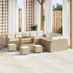 Rantry 14-teiliges Garten Sofa Set mit Kissen Beige Poly Rattan Akazie Gartenlounge Model3363111