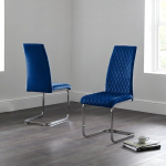Julian Bowen Calabria Velvet Cantilever Chairs Set of 4 Blue