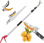 Cutting Giraffe + Pruning Saw, Telescopic Scissors for Pruning Trees, Bushes, Fruit, Telescopic Hedge Trimmer, Labour-Saving Hedge Trimmer, Manual Garden Cutting Tool (Red, Yellow, 1.2-2.2 m)