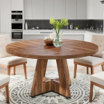 Wooden Dining Table, 120 x 75 cm, Rustic Dining Room, Round Dining Table, for Kitchen, Living Room or Dining Room, Suitable for 4 People, Brown