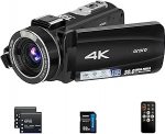 ORDRO 4K videokaamera videokaamera Ultra HD videokaamera 10x optilise suumi ja 120x digitaalse suumiga, WiFi Vlogging autofookusega digikaamerad 32G m&auml;lukaardiga