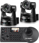 FoMaKo NDI PTZ Camera Set, AI Tracking Gen 3, 20x Optical Zoom, with 3G-SDI/HDMI/USB3.0/LAN(NDI HX3, PoE) for Worship, Live Events Streaming (BN202 Set, with 2 x KN20A Pro + 1 x PTZ Controller)