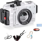 Olympus TG-7-ga &uuml;hilduv merekonnakaamera korpus koos punase filtri ja lambiga, IPX8 veekindel, 40 m / 130 ft s&uuml;gavuskaitse veealune kaamerakott, ideaalne sukeldumiseks, surfamiseks, s&otilde;udmiseks (valge)