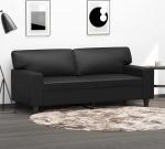 Gecheer 2-Seater Sofa Couch Guest Sofa Bed Sofa Bed Sofa Bed for Living Room / Home / Office Black 140 cm Faux Leather
