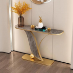 asdchZen Golden Console Table, Modern Sofa Table for Entrance Area, Large Accent Table Made of Faux Marble Wood, Foyer Table, Space Saving, Modern Console for Home