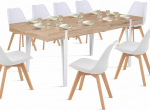 IDMarket - Austria Extendable Rectangular Dining Table for 6-10 People Wooden Needle Base White 160-200cm
