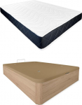 Somnia Descanso Juno Reversible Memory Foam Mattress + Folding Wooden Bed Frame Large Capacity Cambria 150 x 190 cm