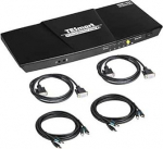 TESmart Dual Monitor 2x2 HDMI + VGA KVM Switch 4K @ 60Hz 4:4:4 Ultra HD 2 PC 2 Monitor KVM Switch t&auml;iendava USB 2.0 pordi ja L/R audio v&auml;ljundiga koos 2 tk 1.5m KVM kaabliga Matte Black