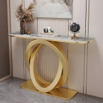 Console Sofa Table 80.0 cm L Modern Console Table Stone Console Sofa Table Living Room Porch Table with Metal Base Ultra Slim Entrance Table Gold Grey