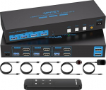HDMI KVM Switch 3 PC 2 Monitore 4K60Hz USB 3.0 KVM-Switches f&uuml;r Drei Computer teilen sich Dual Monitor und Vier Peripherieger&auml;te Support Erweiterungsmodus & Kopiermodus mit Desktop-Controller