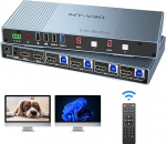 MT-VIKI 4K HDMI Matrix KVM Switch 4 PC 2 monitori KVM Switch &otilde;mblusteta koos hiire &uuml;mberl&uuml;litusega & 3,5 mm audio & IR Remote 4K @ 30Hz EDID + Hotkey + RS232
