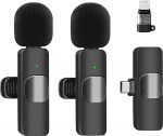 Lancoon Pack of 2 Wireless Lavalier Microphones, Compatible with iPhone, iOS, Android, Laptop, Mini Microphone with Plug and Play Noise Reduction for Live Streaming Vlog Interview