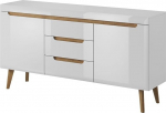 Furniture24 Nordi Chest of Drawers Sideboard in Scandinavian Style (White/White High Gloss)