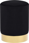 Festnight Stool Black and Golden Velvet Barrel Shape Upholstered Stool Stool Stool Velvet Stool Pouf Seat Pouf Velour Footstool Round Blue Golden Velvet 26.5 x 38 cm Metal