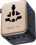 MOMAX reisiadapter maailmas 35 W GaN, reisipistiku adapter maailmas 3USB-C 2USB-A, rahvusvaheline pistikupesa adapter 6 seadme samaaegne laadimine DE USA UK Tai jaoks - kuldne