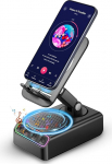 Verstellbarer Handy-St&auml;nder mit kabellosem Induktions-Bluetooth-Lautsprecher, HD-Surround-Sound f&uuml;r Zuhause und drau&szlig;en, kompatibel mit iPhone/iPad/Samsung Galaxy, beliebte Geschenke f&uuml;r M&auml;nner