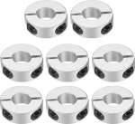 sourcing map Double Split Shank Collar, 15mm Bore Two Piece Clamp Collar, 35mm OD, 12mm Thickness, Aluminum Alloy Screw Split Ring, 8pcs