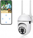 V&auml;litingimustes kasutatav valvekaamera, 1080p, 360&deg; PTZ WiFi kaamera, v&auml;litingimustes kasutatav valvekaamera, automaatne j&auml;lgimine, &ouml;ine v&auml;rviline n&auml;gemine, sireenih&auml;ire ja 2-suunaline heli, beebidele/lemmikloomadele.