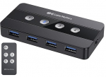 Cable Matters 4-pordiline USB 3.0 KVM Switch Hub (USB Switch 4 in 4 out, KVM Switches) 4 arvutile - l&uuml;litamine nupu v&otilde;i kaugjuhtimispuldi vajutusega - sisaldab USB C adapterit USB-C ja