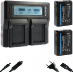 2 x Blumax aku &uuml;hilduv Sony NP-FW50 [1030 mAh] + LCD topeltlaadija Alpha 7 7II 7R 7S II 6300 6500 / NEX-7 NEX-F3 / DSC RX10 IV // ZV-E10 akuga