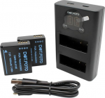 DMW-BLE9, DMW-BLE9E, DMW-BLG10, DMW-BLG10E Premium 1025 mAh aku (2 tk) ja topelt USB laadija Panasonic DC-TZ99, DC-TZ90 DMC-TZ100 DMC-GX7 DMC-TZ80 DC-LX100 II, DMC-GF6 DMC-GX88 0