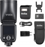 Godox V100S traadita kaamera v&auml;lk 100W &uuml;mmarguse peaga Speedlite 1/8000s 2980mAh aku 1.7s laadimisaeg Sisseehitatud LED seadistuslamp koos eemaldatava alusv&auml;lguga + 24 tk v&auml;lklambi geelid Sony kaamerale