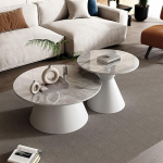 Couchtisch-Set, Mid-Century Nesting Design mit Karbonstahl-Basis und ger&auml;umiger Desktop, einfach zu montieren