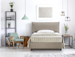 EVERGREENWEB - Moodne puidust voodi lamellip&otilde;hjaga - Elegantne peatugi - polsterdatud kangas - eemaldatav kate - ideaalne magamistuppa (Taupe, 120 x 190)