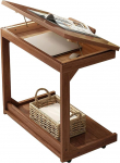 C-f&ouml;rmiger Couchtisch, Beistelltisch mit 360&deg; drehbaren R&auml;dern, 45&deg; verstellbarer neigbarer Desktop f&uuml;r Sofa, Laptop, Kaffee, C-Tisch f&uuml;r Wohnzimmer (Walnuss, 60 x 40 x 63 cm)