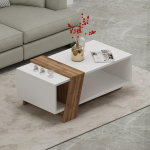 HOMIDEA MELISA Low Coffee Table - Sofa Table - Modern Coffee Table in a Fashionable Design with Shelf 91.8 x 48.8 x 35 cm (White)