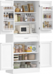Hzuaneri PT21003X Buffetkapp, k&ouml;&ouml;gikapp 6-tasandilise ukse tagumise riiulis&uuml;steemiga, 4 ukse ja 1 suure sahtliga k&uuml;ljepaneel, kaasaegne stiil, k&ouml;&ouml;k, elutuba, 40 x 80 x 180 cm, valge