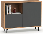 briebe elutoa kabineti k&uuml;lgmine s&ouml;&ouml;gitoa buffet 2 ust 1 riiul 86cm k&otilde;rgus x 112cm laius x 33cm s&uuml;gavus Modernne t&ouml;&ouml;stuslik disain Focus Grey/Oak Gold