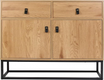 HOME DECO FACTORY Puidust ja metallist Abbott m&ouml;&ouml;bel Raamatukogu hoidla MDF naturaalne must 100 x 29 x 80 cm