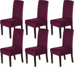 S&ouml;&ouml;gitooli katted Sametist s&ouml;&ouml;gitooli Slipcovers kaasaegne Stretch toolid eemaldatav pestav Slipcovers (6 tk veinipunane)