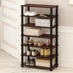 Furinno Turn-S-Tube Set of 2 Shoe Rack, 4-tasandiline kingade korraldaja, mitmek&uuml;lgselt kasutatav kingade hoiustamine, 29,5 x 60 x 57 cm, tume kirsika/must, komplekt 2 tk