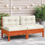 Garten-Ecksofa modular aus Kiefernholz Massivholz mit Grauen Kissen als Outdoor-Lounge-Set f&uuml;r die Flexible Gestaltung
