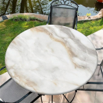 Elastse lindiga &uuml;mmargune laudlina v&auml;ljas, l&auml;bim&otilde;&otilde;t 44 tolli (110 cm) - elastne aiakattekate valge marmoriga, sobib 95-105 cm laiustele laudadele