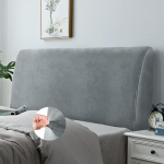 DUJUIKE voodi pealae katted, voodi pealae kate, pehme veniv sametkangas, tolmukindel, tolmukindel kaitsekate polsterdatud magamistoa pealaele, sametkangas (h&otilde;behall, 200-220 cm (King))